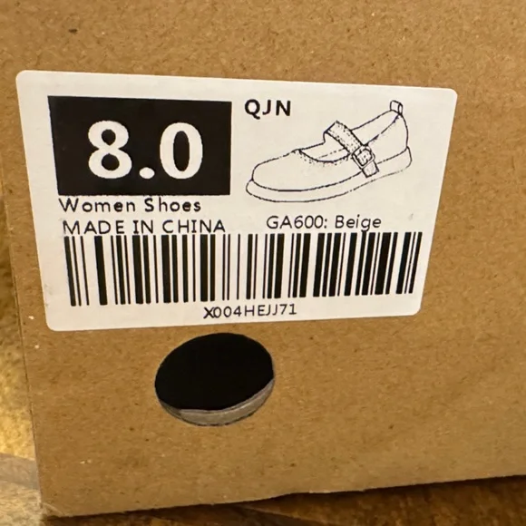 NWT QJN Mary Jane Shoes Women Flat Comfortable leather Casual Ladies beige 8 - Picture 4 of 12